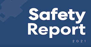 Blue gradient background with white text reading 'Safety Report 2021'