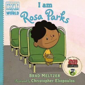 Illustrated book cover showing a cartoon figure sitting on a green bus seat, part of the 'Ordinary People Change the World' series