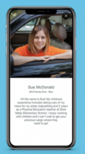 Mobile phone displaying a professional profile page with a profile photo and biographical text