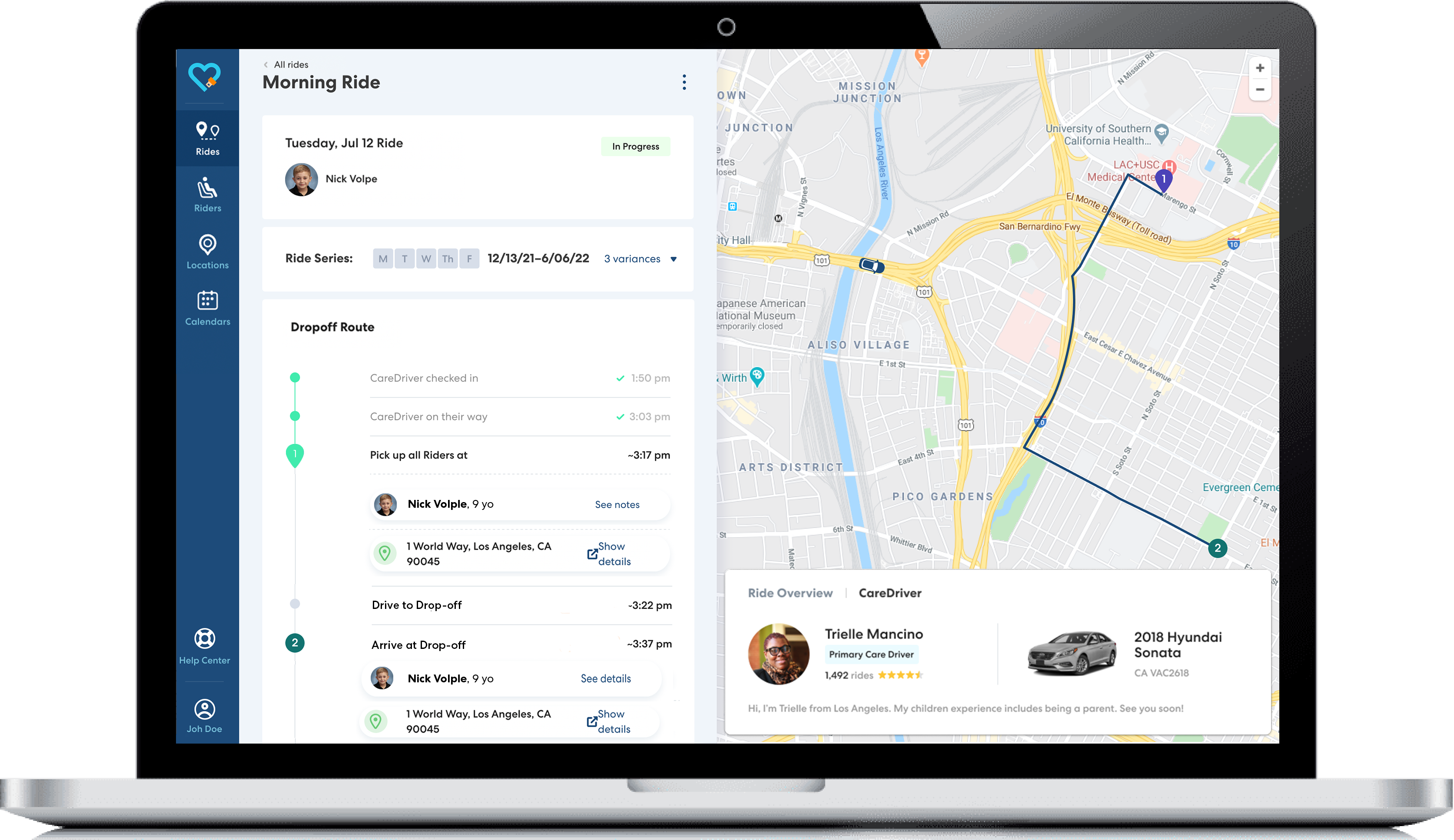 HopSkipDrive transparency with GPS RideIQ